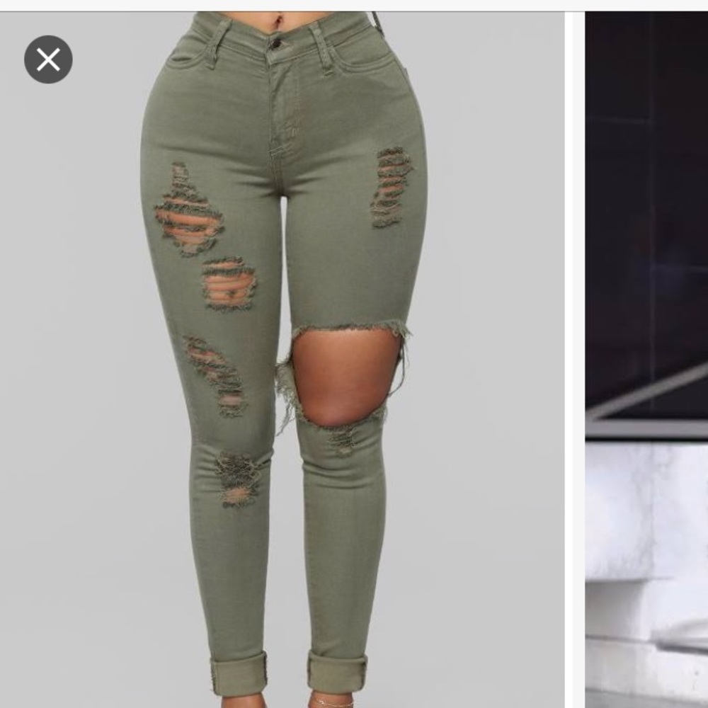 Olive fashion nova glistening jeans